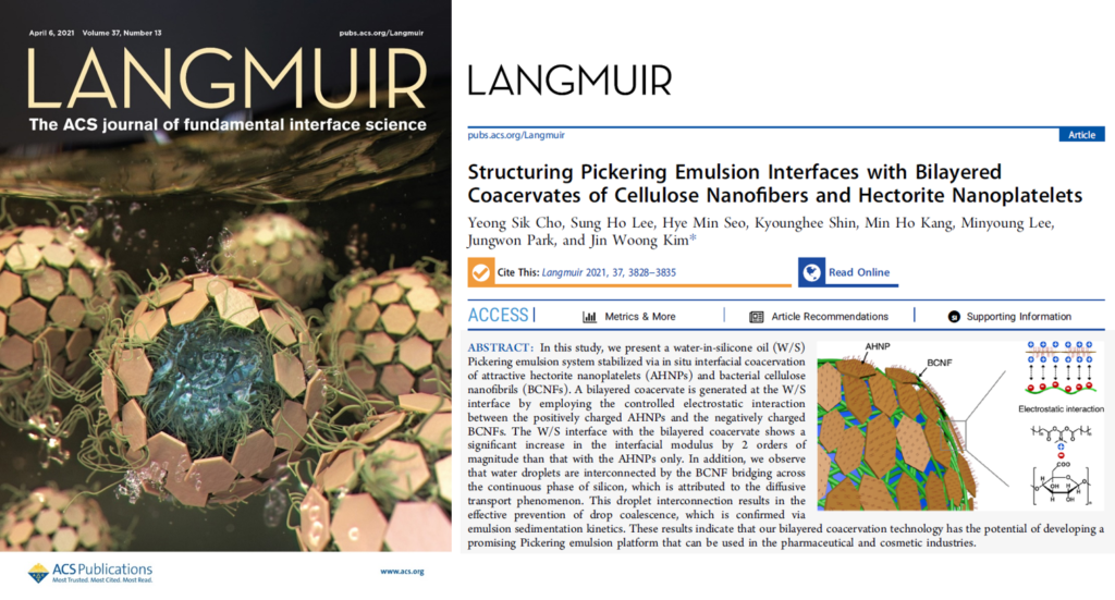 ‘헥토라이트’ 소재, SCI급 저널 전면 표지 논문 채택!