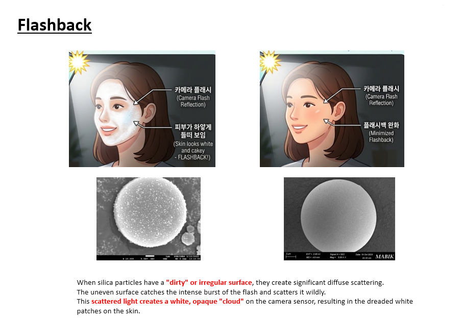 카메라 플래시에서 나타나는 백탁(플래시백) 걱정 없이, 더 자연스러운 피부 표현